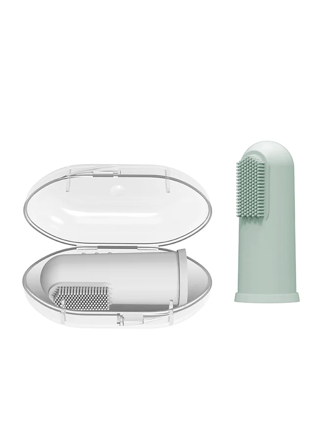 Dr. Brown’s Silicone Finger Toothbrush with Case, Gray and Light Green, 2-Pack