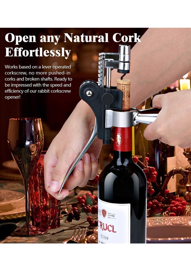SYOSI فتاحة زجاجات النبيذ هدية - فتاحات زجاجات نبيذ احترافية، زجاجات النبيذ، فتاحة زجاجة نبيذ قابلة لإعادة الاستخدام للرجال والنساء، عشاق النبيذ، عمال البار، النوادل، فتاحة زجاجة النبيذ الروافع (فضي) - Image 2