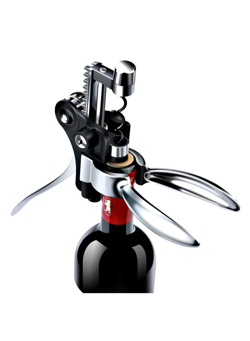 SYOSI فتاحة زجاجات النبيذ هدية - فتاحات زجاجات نبيذ احترافية، زجاجات النبيذ، فتاحة زجاجة نبيذ قابلة لإعادة الاستخدام للرجال والنساء، عشاق النبيذ، عمال البار، النوادل، فتاحة زجاجة النبيذ الروافع (فضي) - Image 1