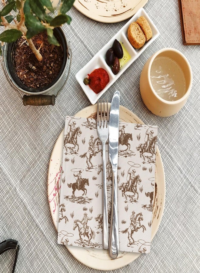 FYSUIMU 50Pcs Western Cowboy Paper Napkins Disposable Luncheon Napkins Brown Wild West Rodeo Dessert Dinner Hand Napkin for Birthday Baby Shower Theme Party - Image 5