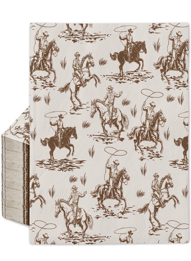 FYSUIMU 50Pcs Western Cowboy Paper Napkins Disposable Luncheon Napkins Brown Wild West Rodeo Dessert Dinner Hand Napkin for Birthday Baby Shower Theme Party - Image 1
