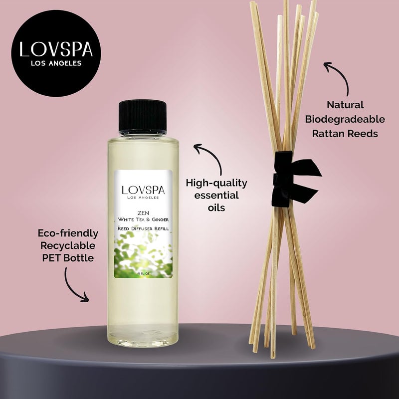 Zen White Tea & Ginger Diffuser Oil - Luxury Essential Oils for Diffuser Refill & Air Freshener Room Spray - Long-Lasting & Natural Home Fragrance, Scented Oil for Diffusers, USA Made, 4oz - Image 2