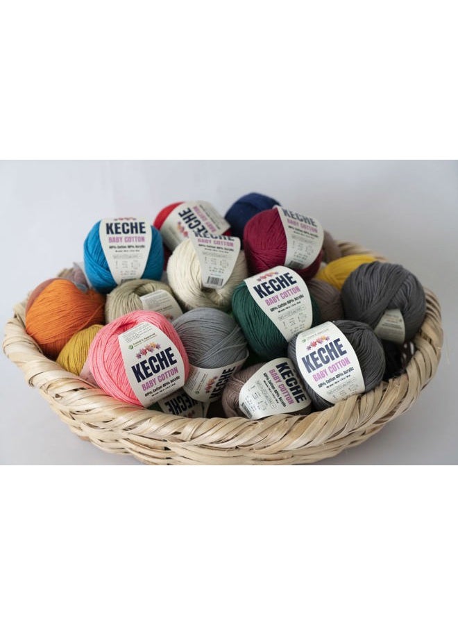 Keche Cotton Yarn, 60% Cotton 40% Acrylic Yarn, Soft Cotton Yarn for Crochet and Knitting, Amigurumi Yarn 1 Skein/Ball 1.76 Oz (50g) / 180 Yrds (165m) - Pink - Image 2