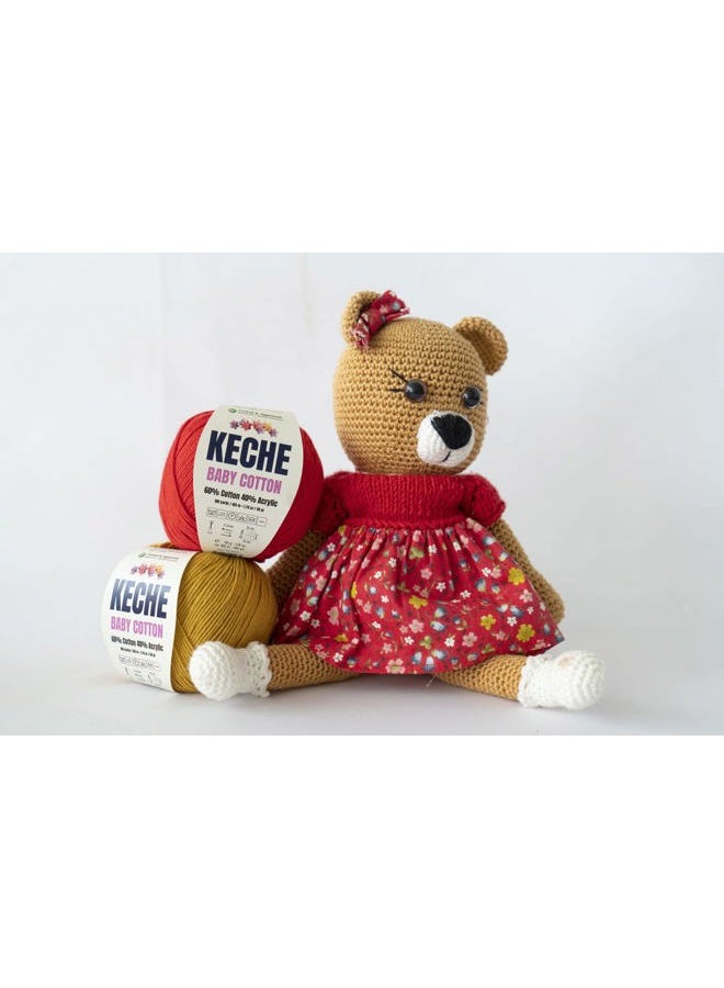 Keche Cotton Yarn, 60% Cotton 40% Acrylic Yarn, Soft Cotton Yarn for Crochet and Knitting, Amigurumi Yarn 1 Skein/Ball 1.76 Oz (50g) / 180 Yrds (165m) - Pink - Image 4