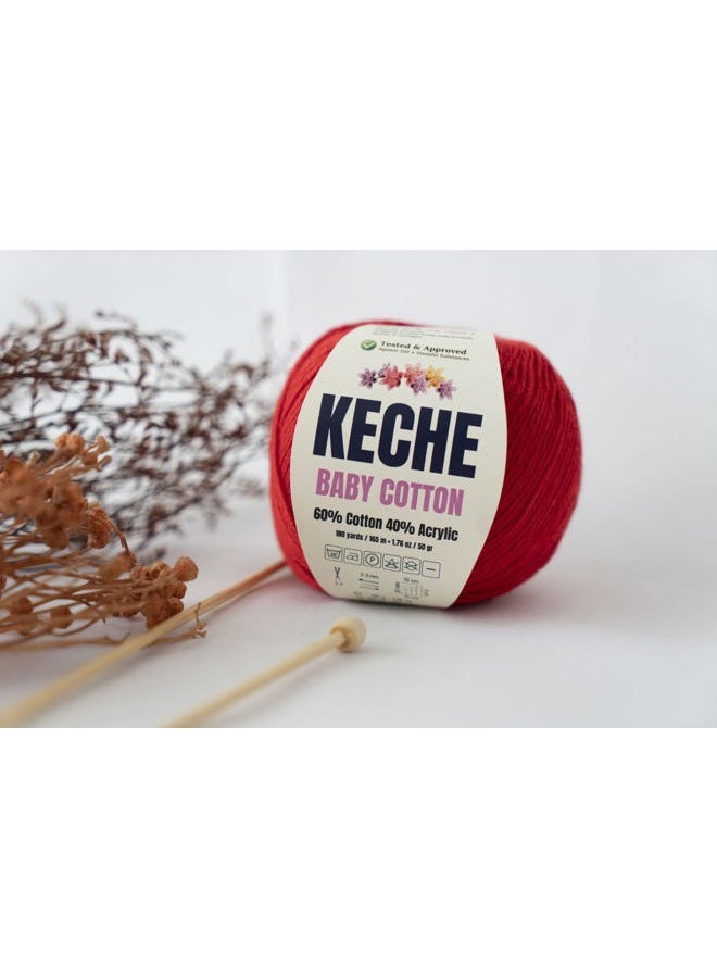 Keche Cotton Yarn, 60% Cotton 40% Acrylic Yarn, Soft Cotton Yarn for Crochet and Knitting, Amigurumi Yarn 1 Skein/Ball 1.76 Oz (50g) / 180 Yrds (165m) - Pink - Image 5