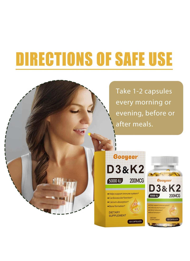 Micro Ingredients Vitamin D3 5000 Iu Plus K2 Mk-7 200 Mcg 2 In 1 Vitamins D And K Complex
