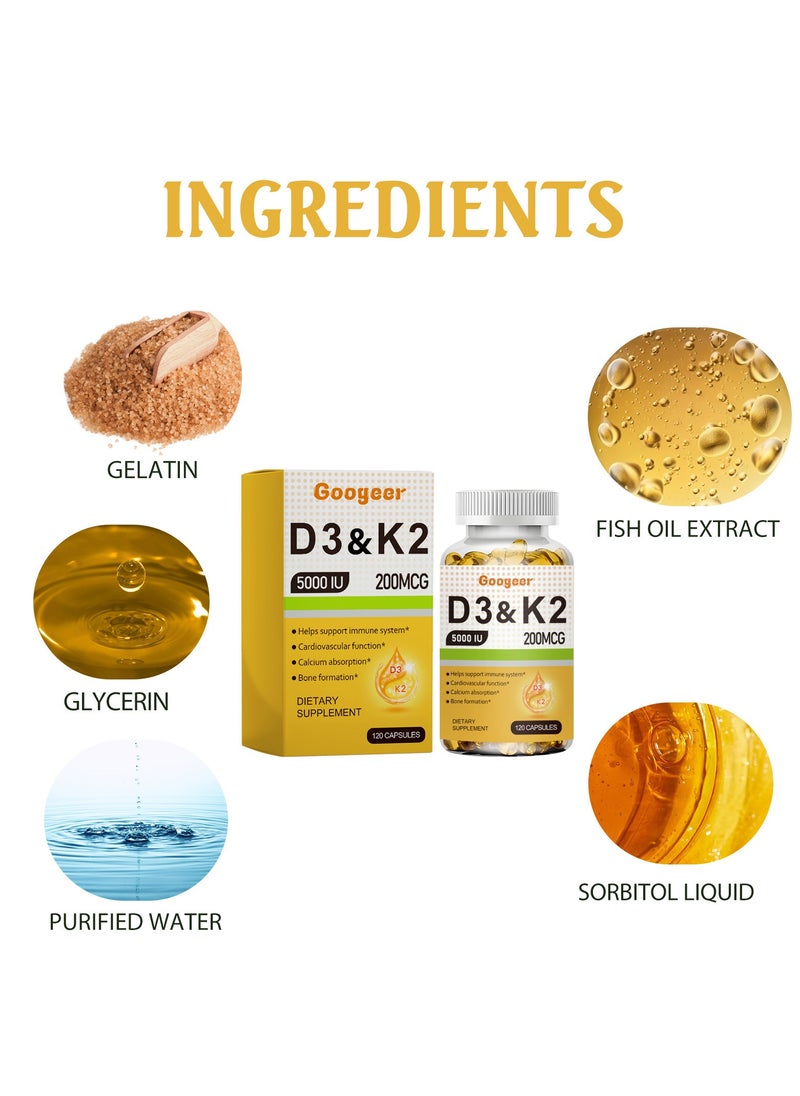 Micro Ingredients Vitamin D3 5000 Iu Plus K2 Mk-7 200 Mcg 2 In 1 Vitamins D And K Complex