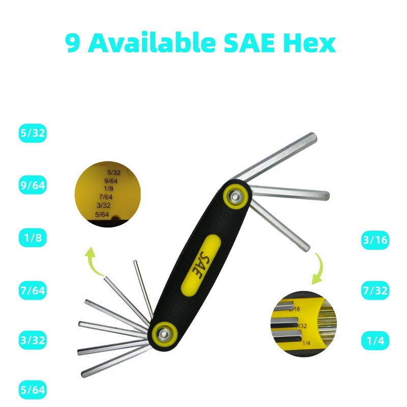 warmtree 17-Piece Folding Allen Wrench Set | Metric & SAE Sizes | 2-Pack Portable Hex Tool for Home Repair & Professional Use - Image 5