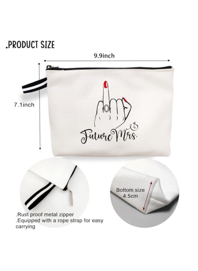 jepuyaya Future Mrs Makeup Bag Cosmetic Bag Travel Pouch Gift Engagement Gifts Bride to Be Bridal Shower Gift for Bride Bachelorette Party Gifts for Her6JM245 - Image 3