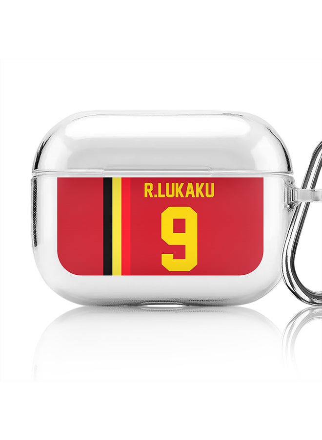 Stylizedd Classic Clear printed Case for Apple Airpods Pro Soft TPU Gel Thin Transparent Flexible Cover [Designed for Apple Airpods Pro] - Football Team - Belgium, Player Name - R.Lukaku - Image 1