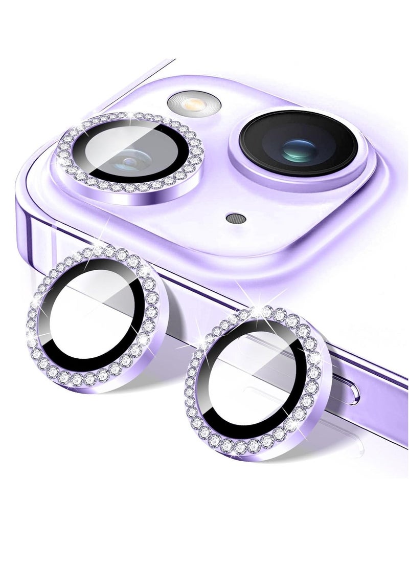 Raxoom "Purple Diamond Camera Lens Protector for iPhone 16/16 Plus â€“ Bling Tempered Glass Cover with Automatic Alignment Metal Rings and Glitter Film Stickers" - Image 1
