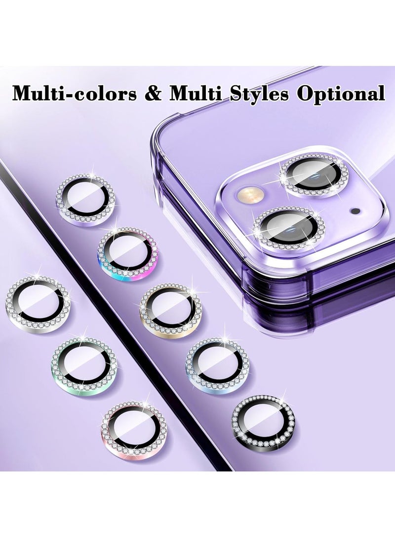 Raxoom "Purple Diamond Camera Lens Protector for iPhone 16/16 Plus â€“ Bling Tempered Glass Cover with Automatic Alignment Metal Rings and Glitter Film Stickers" - Image 2