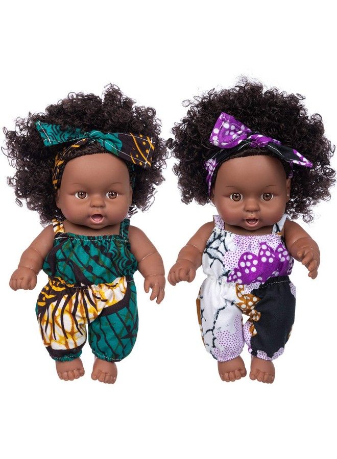 Ecore Fun 2 Pcs 8 Inch Black Baby Doll African Washable Realistic Silicone Baby Dolls With Clothes And Hairband… - Image 2