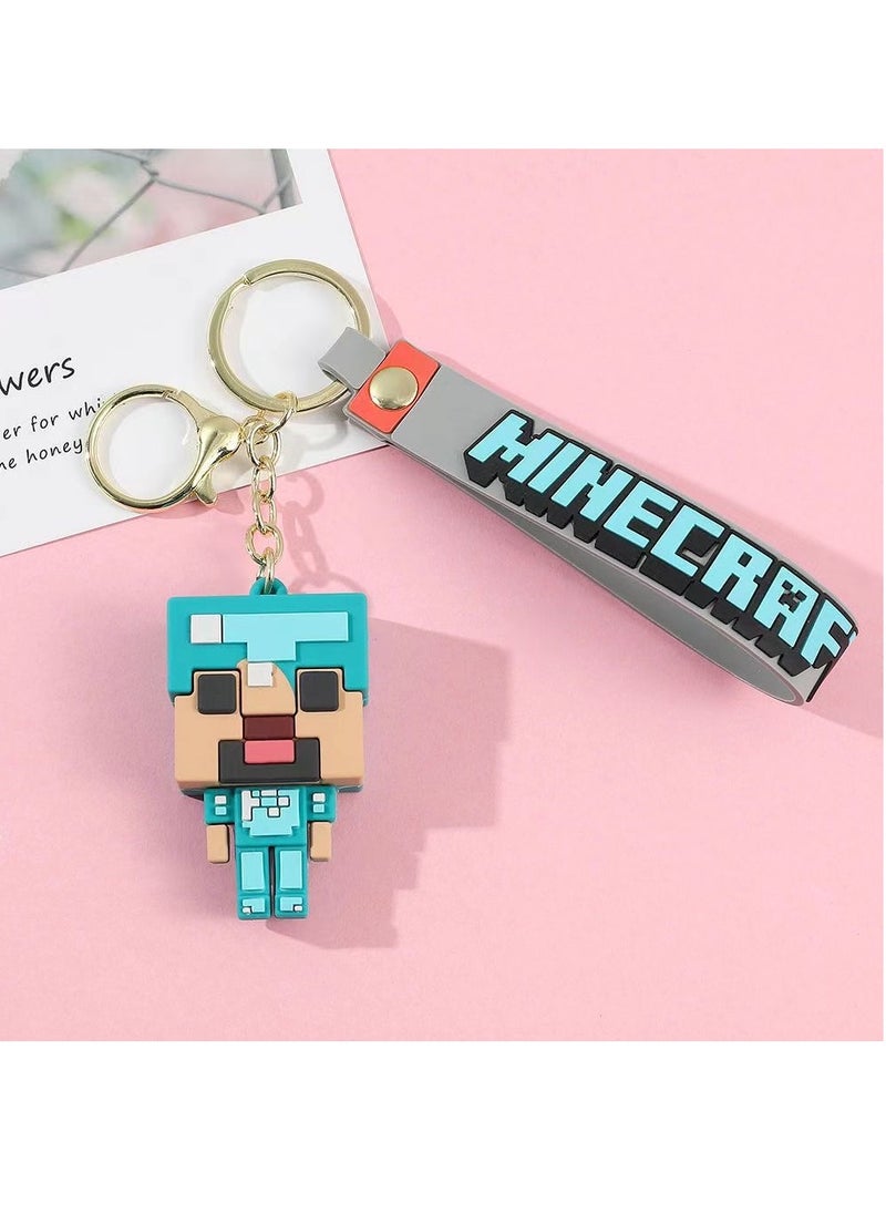 Generic Anime cartoon Minecraft gaming accessories ornament Vinyl pvc alloy backpack pendant Minecraft 3D printing keychain  - Image 2