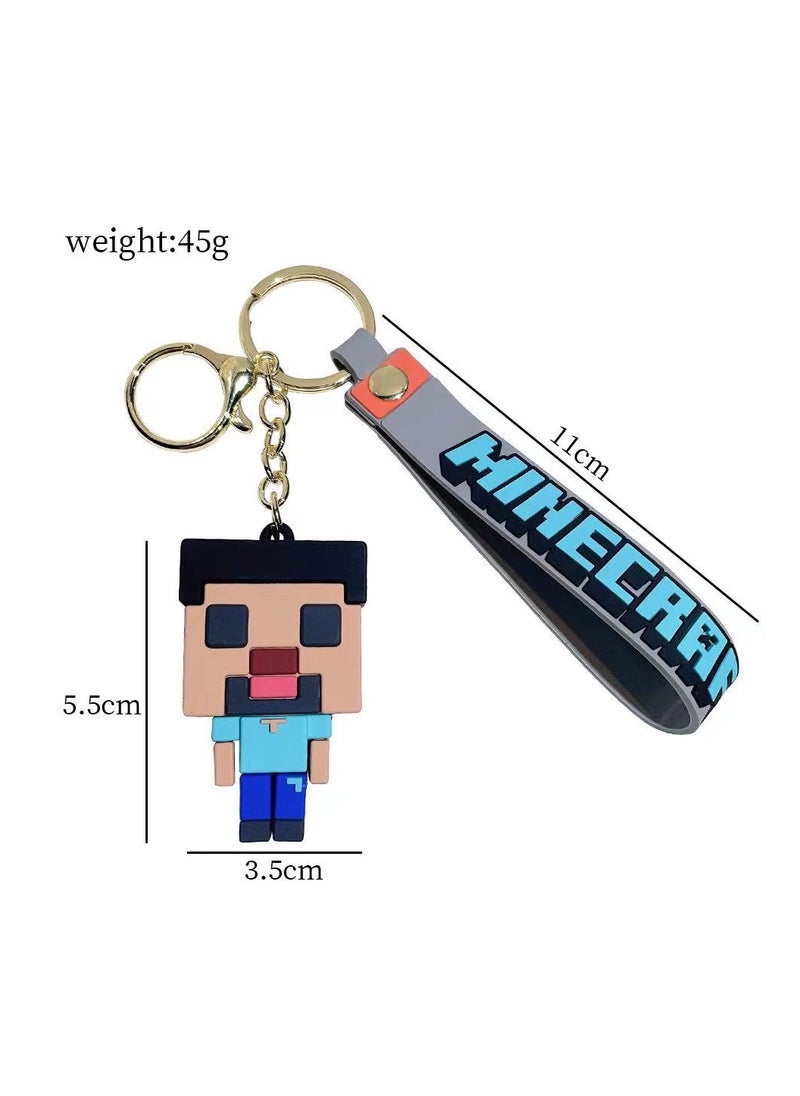 Generic Anime cartoon Minecraft gaming accessories ornament Vinyl pvc alloy backpack pendant Minecraft 3D printing keychain  - Image 3