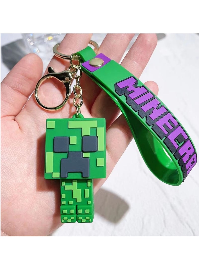 Generic Anime cartoon Minecraft gaming accessories ornament Vinyl pvc alloy backpack pendant Minecraft 3D printing keychain  - Image 4