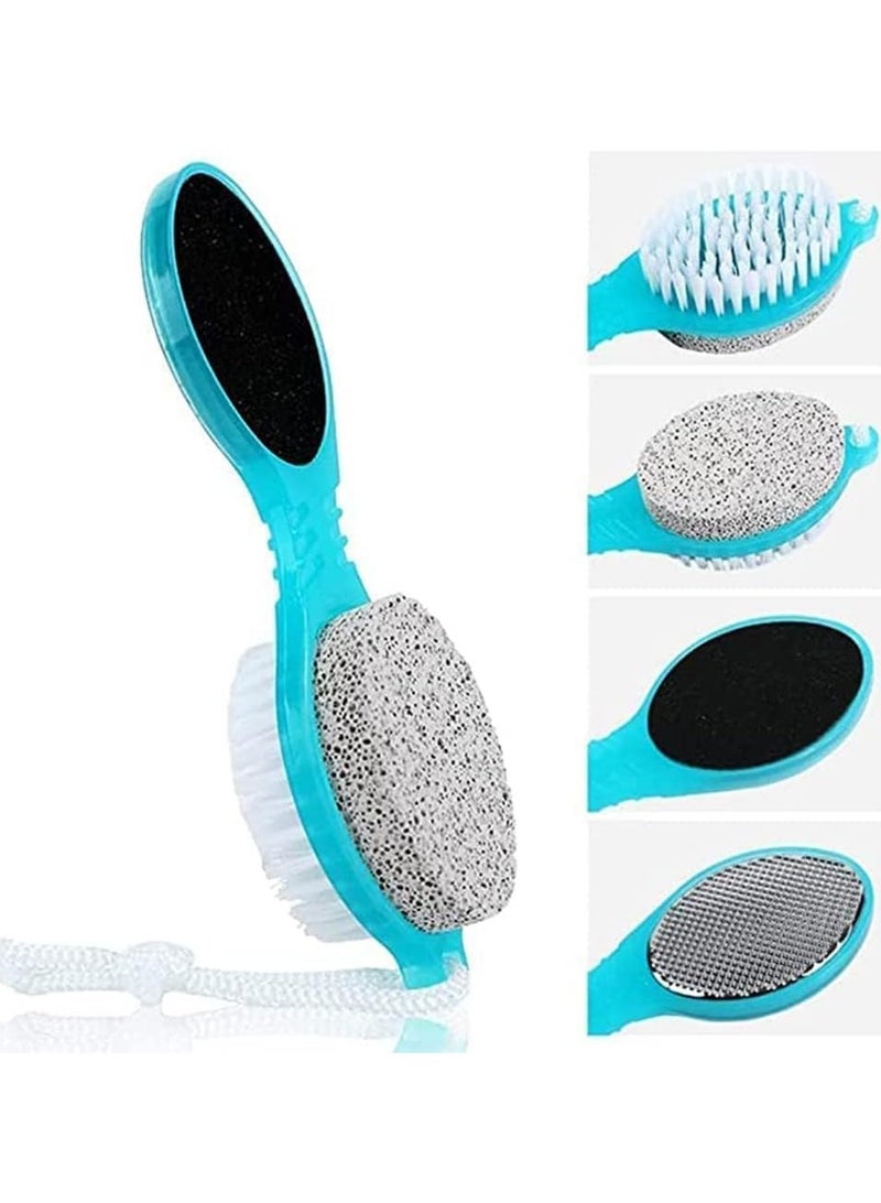 4 in 1 Foot Pedicure Brush Pumice Stone Scrubber File Soft Care Multi-Purpose Manicure Brush for Cleaning and Polishing Feet, Toes and Nails - Multicolor - Image 2