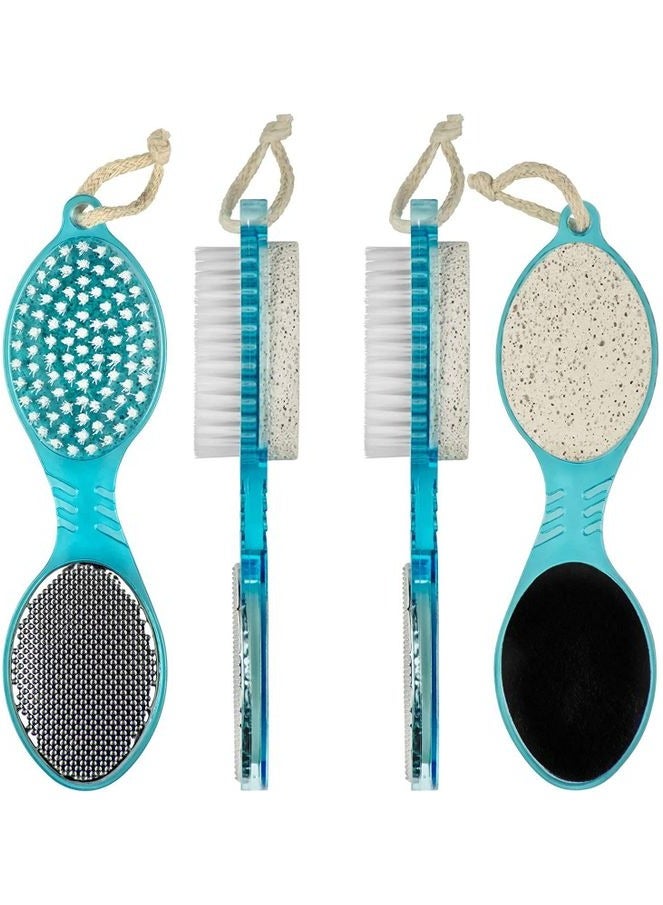 4 in 1 Foot Pedicure Brush Pumice Stone Scrubber File Soft Care Multi-Purpose Manicure Brush for Cleaning and Polishing Feet, Toes and Nails - Multicolor - Image 3