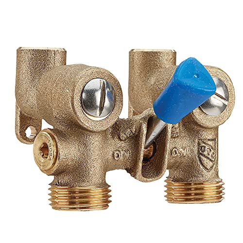 Watts 175C Series 1/2" Bronze Ball-Type Washing Machine Shutoff Valve, 3/4" Hose Outlet Connection, 1/2" Copper Dual Ell Adapters for Solder or Hose, O-Rings, Maximum Pressure 200 psi - Image 2