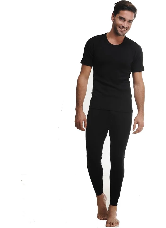 Hasyün 4001 Men's Black Long Wool Trousers