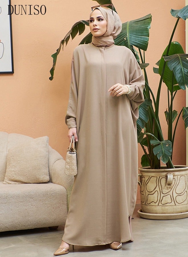 DUNISO Women's Chiffon Abaya Muslim Prayer Clothes Islamic Maxi Kaftan  Elegant Loose Cardigan Islamic Kaftan - Image 4