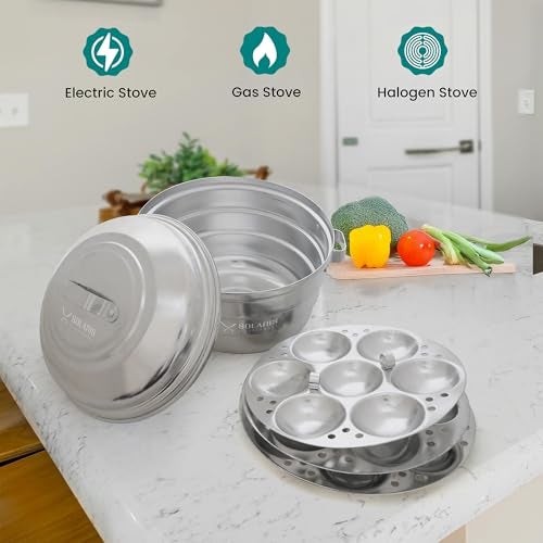 Solaris Kitchenware’s Aluminium Idli Pot – Durable| Lightweight| Perfect for Fluffy Idlis, Steaming, and Multipurpose Cooking | 3 idli plates | 17 idlies - Image 4