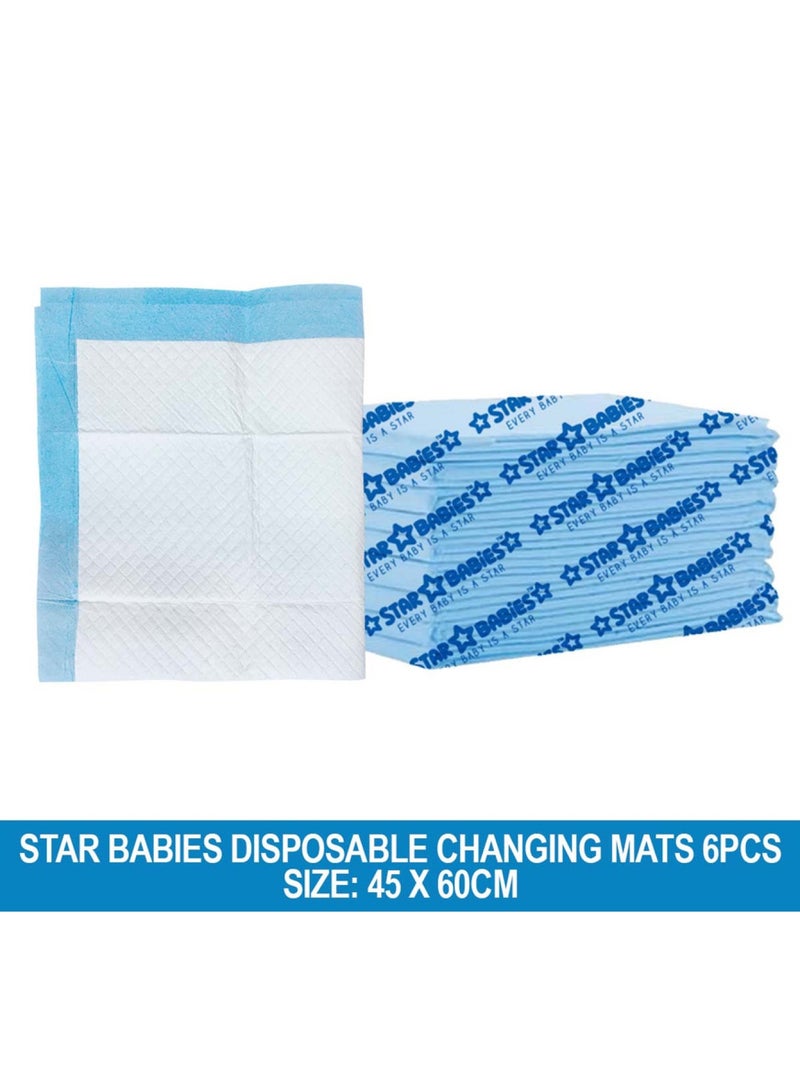 STAR BABiES حصائر تغيير قابلة للتصرف كبيرة 45 × 60 سم عبوة من 6 - زرقاء - Image 2