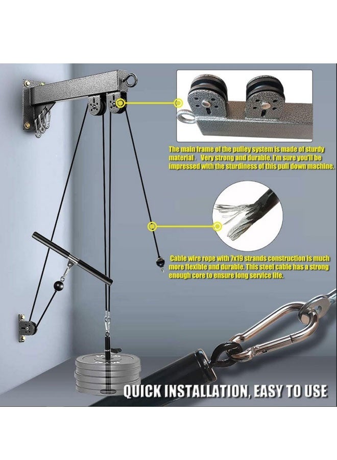Max Strength Wall Mount Fitness Pulley System – LAT Pull Down & Low Row Cable Machine - Image 4