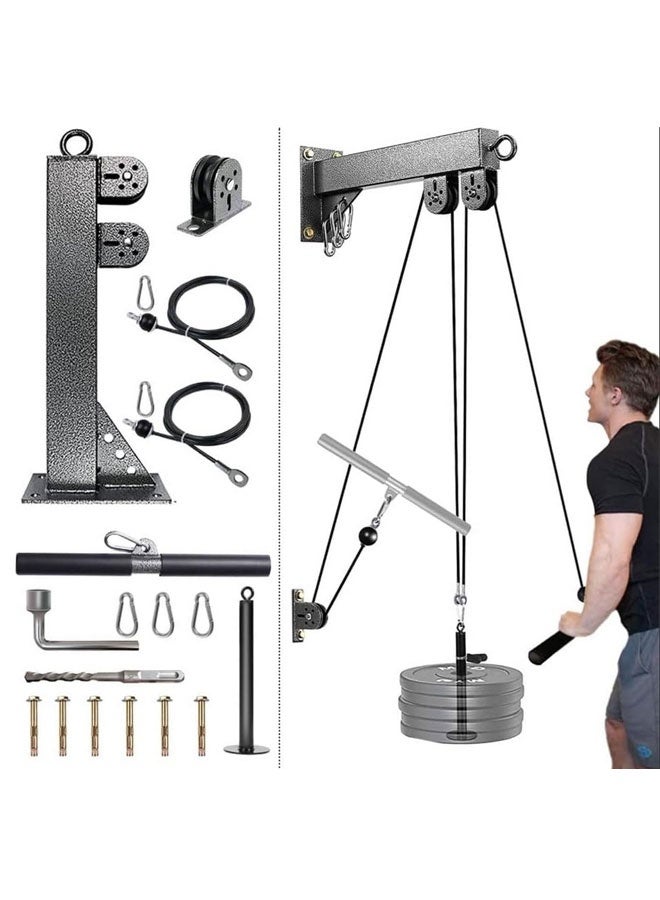 Max Strength Wall Mount Fitness Pulley System – LAT Pull Down & Low Row Cable Machine - Image 1