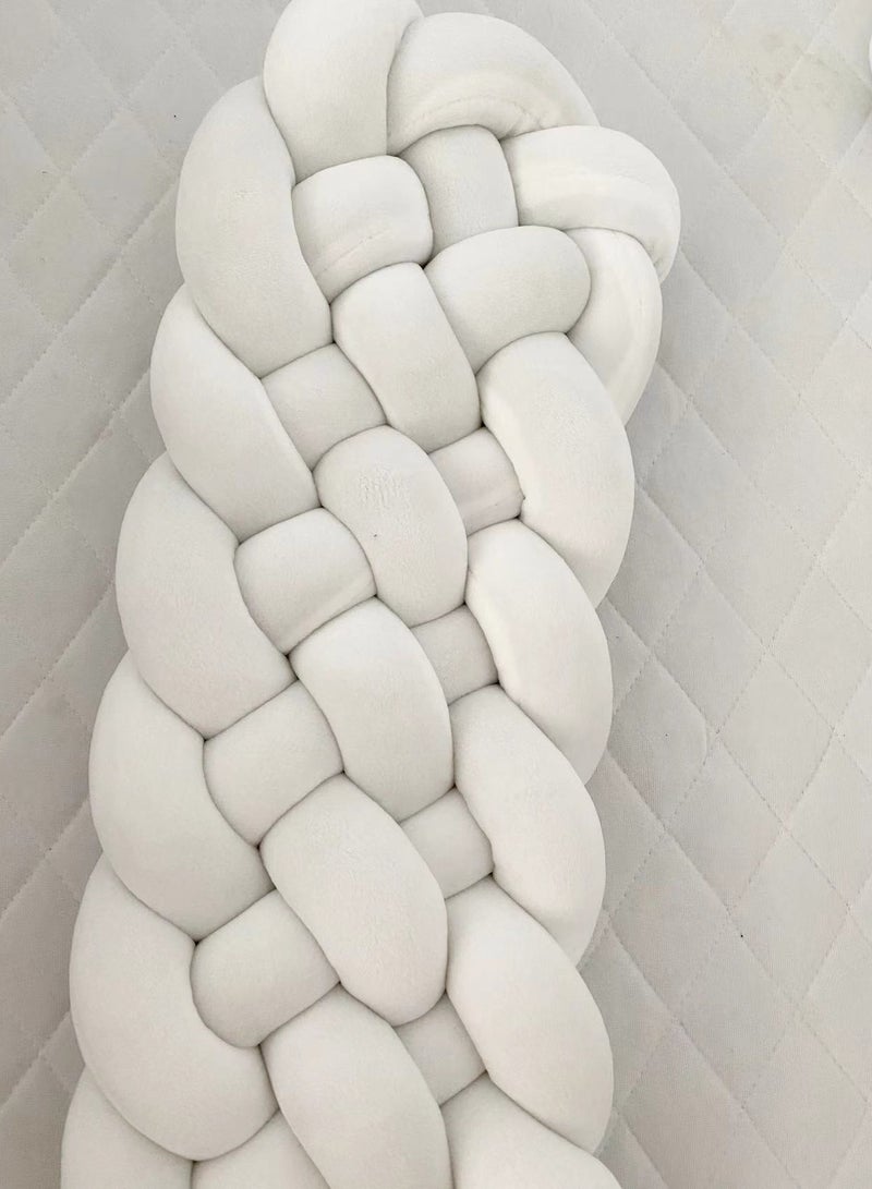 general White six-strand twist braid bed surround braided long knotted ball ball child bumper strip cushion pillow - Image 2