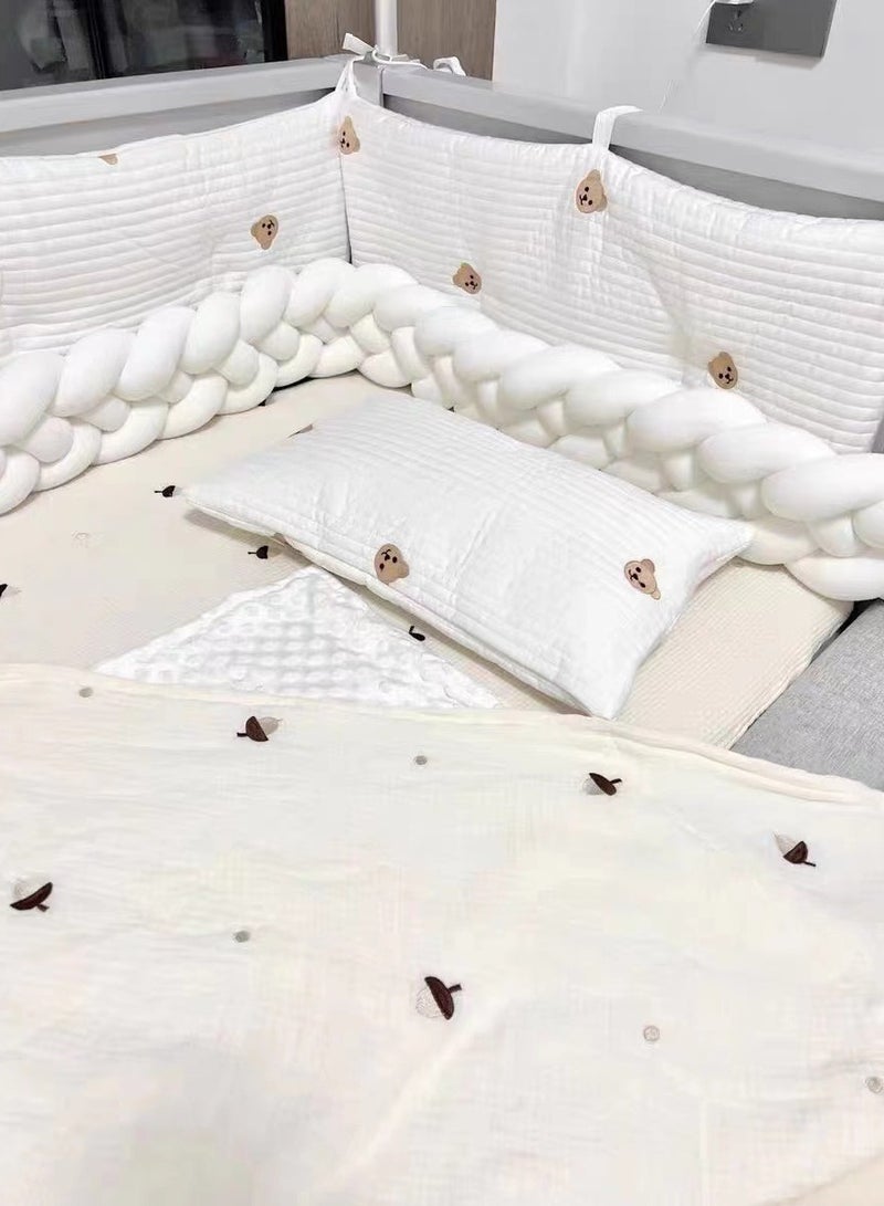 general White six-strand twist braid bed surround braided long knotted ball ball child bumper strip cushion pillow - Image 5