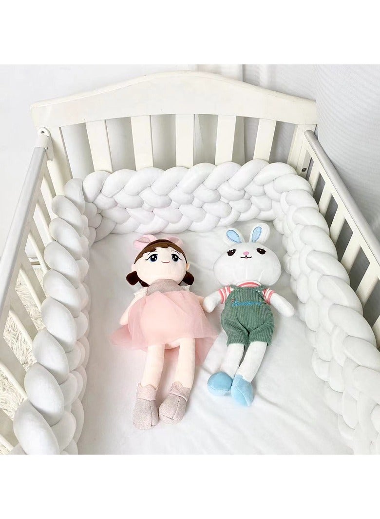 general White six-strand twist braid bed surround braided long knotted ball ball child bumper strip cushion pillow - Image 1