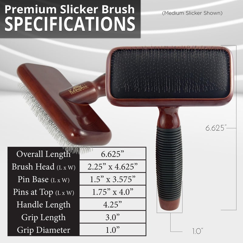 Kenchii Slicker Brush for Dogs, Professional Dog Grooming Brush for Loose Fur, Tangles, Long Short Haired, Stainless Steel Pins, Maplewood Handle, Medium - Image 5