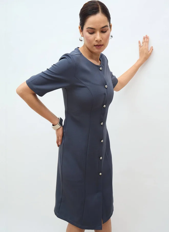 Salt Attire SALT ATTIRE Faux Button Down Sheath Dress
