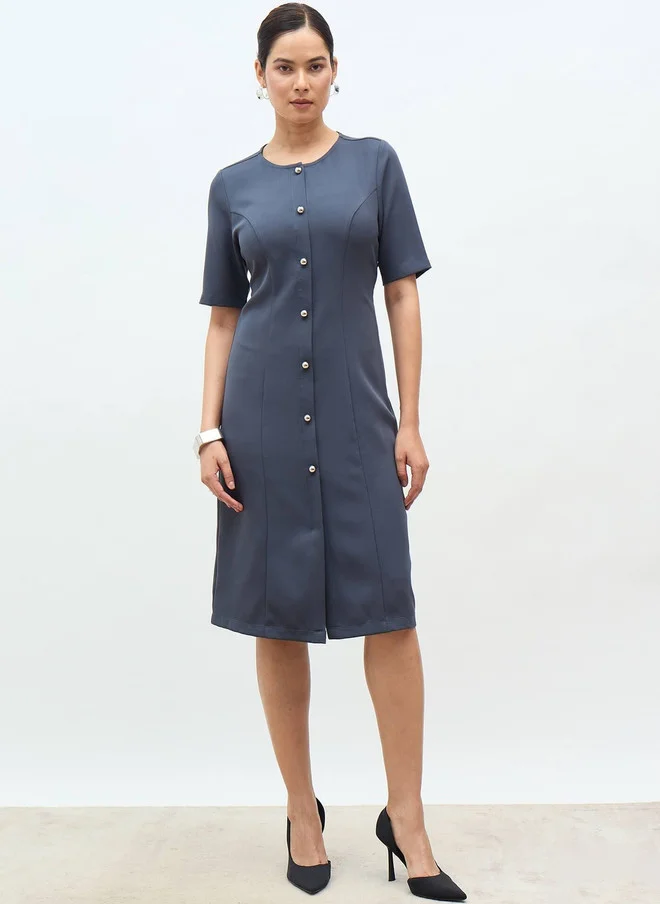 Salt Attire SALT ATTIRE Faux Button Down Sheath Dress