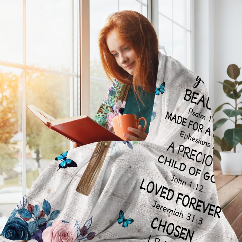 WADHULKTIL Christian Gifts Blanket  Birthday Gifts for Women Blanket  Christian Gifts for Women  Religious Gifts for Women  Birthday Gifts for Christians  Inspirational Gifts Blanket for Women 60x50in - Image 3