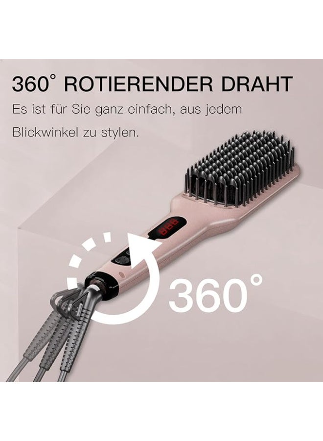 فرشاة سيراميك لفرد الشعر ميجا وايز مطورة 2025؛ فرشاة مكواة مسطحة مزدوجة الجهد مضادة للحروق | سلك قابل للدوران | ايقاف تلقائي | مضادة للتجعد | لجميع انواع الشعر (بينك) - Image 5