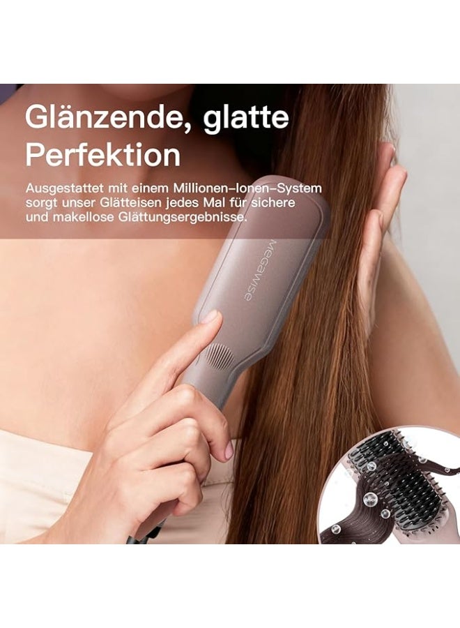 فرشاة سيراميك لفرد الشعر ميجا وايز مطورة 2025؛ فرشاة مكواة مسطحة مزدوجة الجهد مضادة للحروق | سلك قابل للدوران | ايقاف تلقائي | مضادة للتجعد | لجميع انواع الشعر (بينك) - Image 4