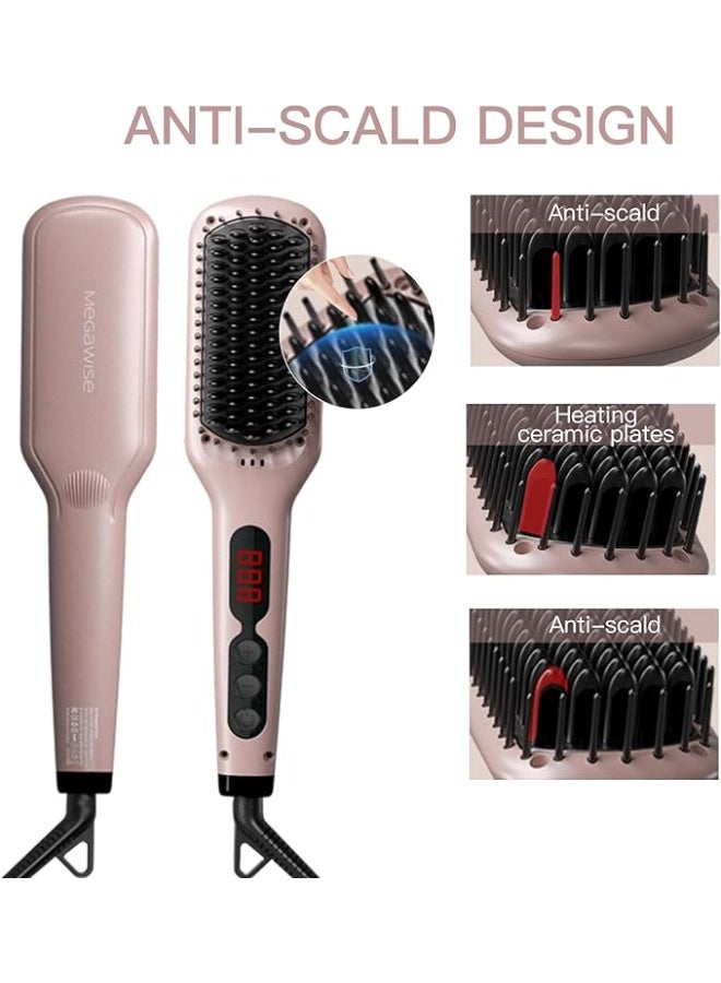 فرشاة سيراميك لفرد الشعر ميجا وايز مطورة 2025؛ فرشاة مكواة مسطحة مزدوجة الجهد مضادة للحروق | سلك قابل للدوران | ايقاف تلقائي | مضادة للتجعد | لجميع انواع الشعر (بينك) - Image 3