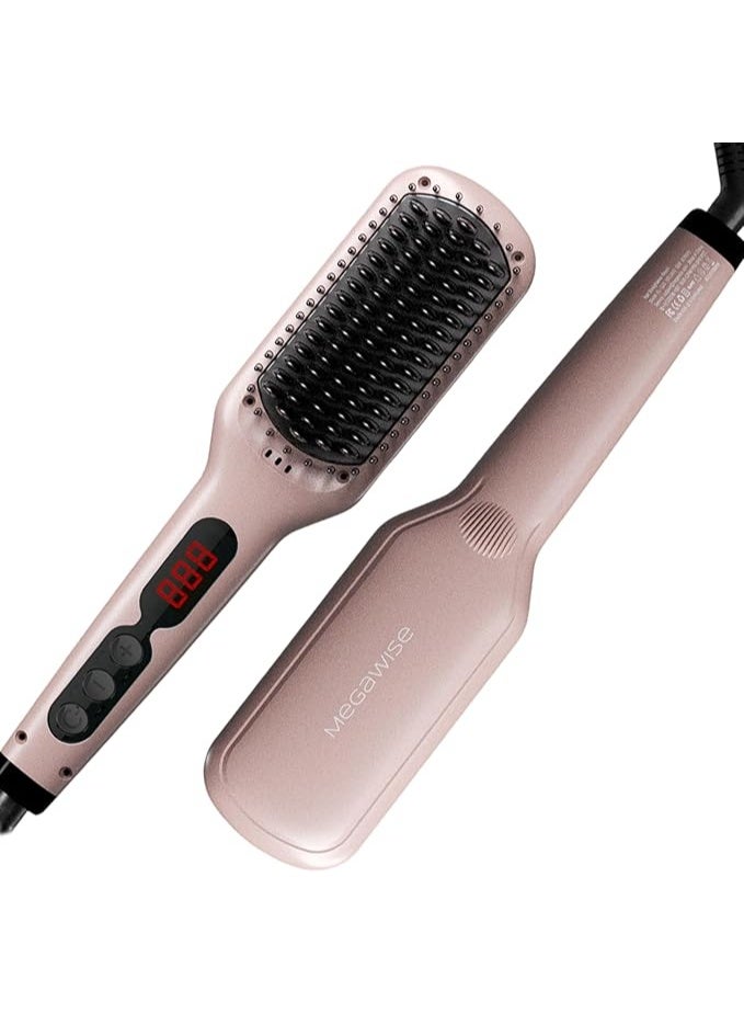 فرشاة سيراميك لفرد الشعر ميجا وايز مطورة 2025؛ فرشاة مكواة مسطحة مزدوجة الجهد مضادة للحروق | سلك قابل للدوران | ايقاف تلقائي | مضادة للتجعد | لجميع انواع الشعر (بينك) - Image 1