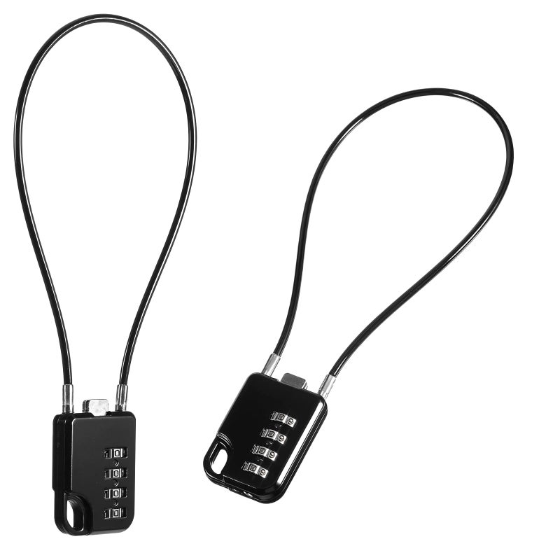 Styquenzer 2 PCS Compact Design Resettable 4-Digit Combination Padlock with 12 Inches Long Cable, Small Cable Locks with Combination Durable Stainless Steel Cables Combo Lock Multipurpose Lock for Suitcase, Gym - Image 1