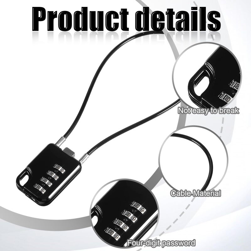 Styquenzer 2 PCS Compact Design Resettable 4-Digit Combination Padlock with 12 Inches Long Cable, Small Cable Locks with Combination Durable Stainless Steel Cables Combo Lock Multipurpose Lock for Suitcase, Gym - Image 3