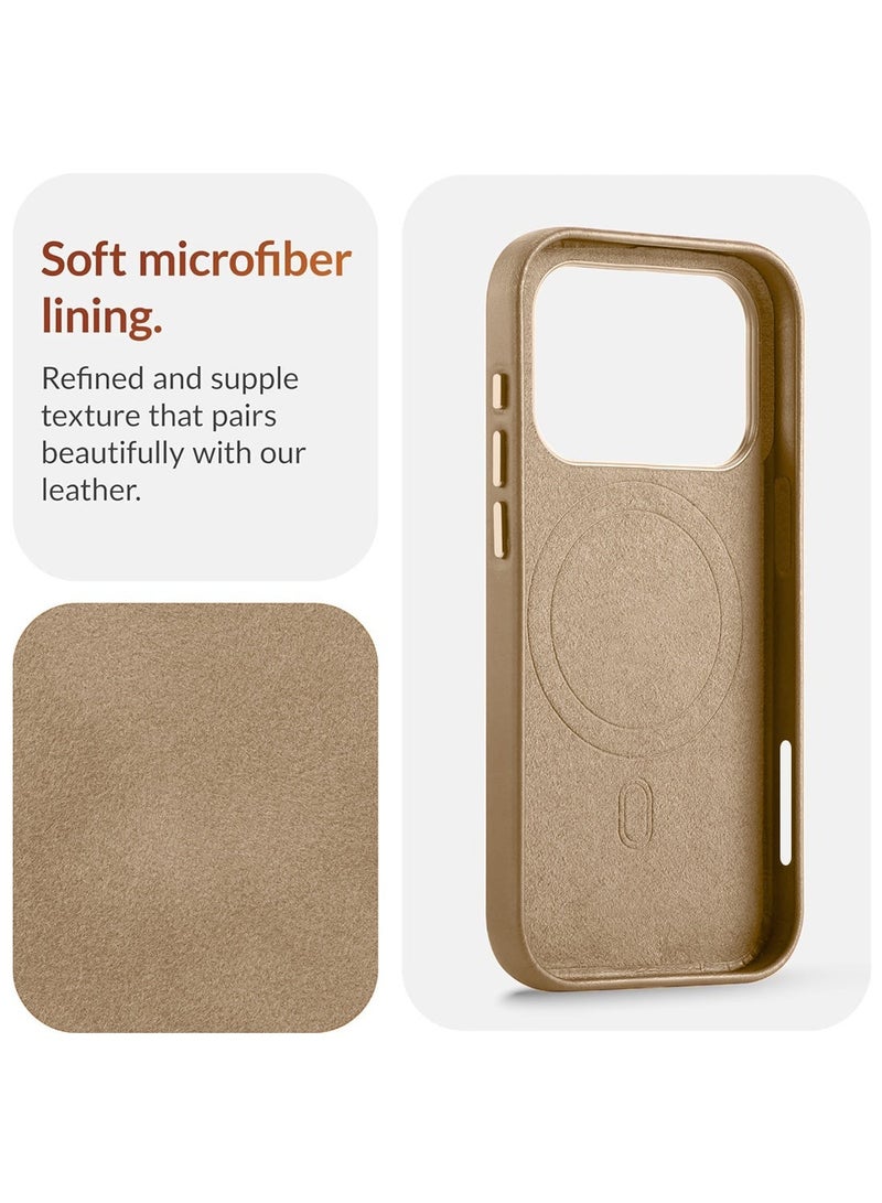 دبليو تيك غلاف شحن لاسلكي مغناطيسي من الجلد الفاخر لجهاز آيفون 17 برو 5G 2025 - غلاف مضاد للصدمات من ماغسيف (MCMPMN) - ذهبي - Image 2