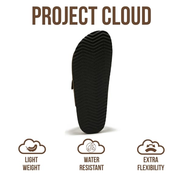 Project Cloud Genuine Leather Mens Sandals with Memory Foam Natural Cork Footbed Slides for Men Footwear - Non-Slip Double-Strap Buckle Summer Sandals (Arizona,TANSUEDE,9) - Image 4