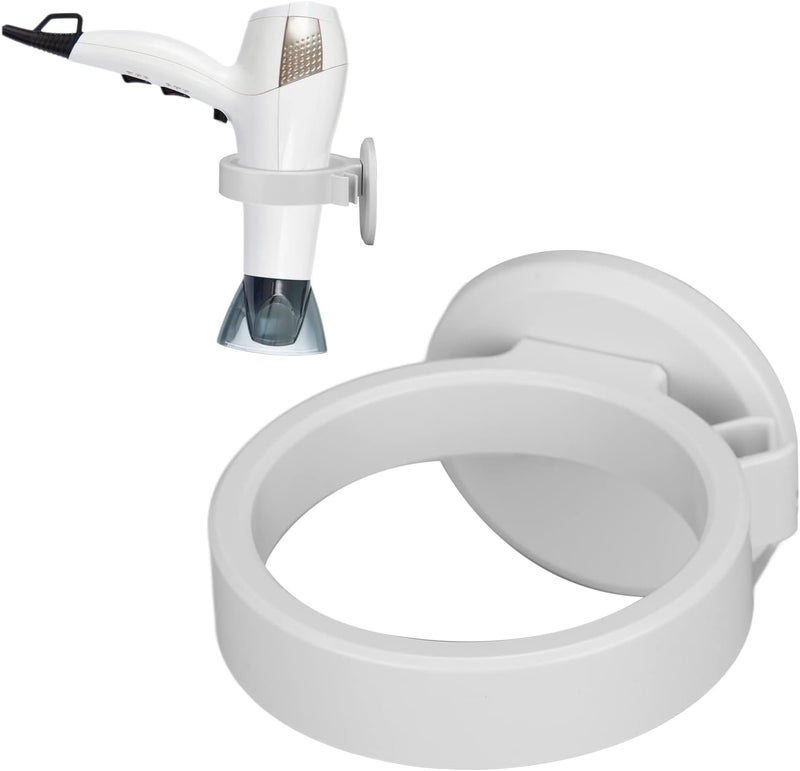 Junlucki Hair Dryer Holder Stand, Wall Mounted Hair Dryer Rack Self Adhesive Space Saving Hair Dryer Storage Organizer Blow Dryer Holder for Bathroom (White) - Image 2