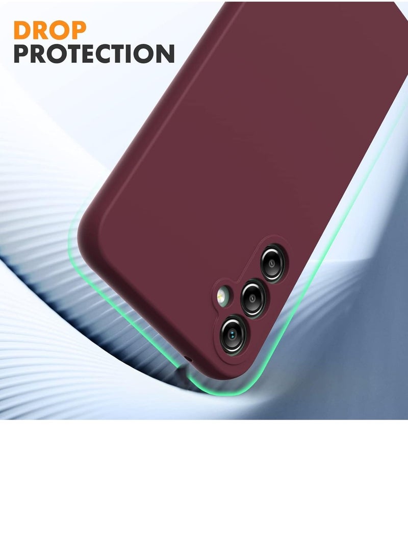Raxoom Case Compatible with Samsung Galaxy A54 5G - Soft TPU Liquid Silicone Cover with Shockproof Rubber and 2 Tempered Glass Protective Films (Maroon) - Image 5