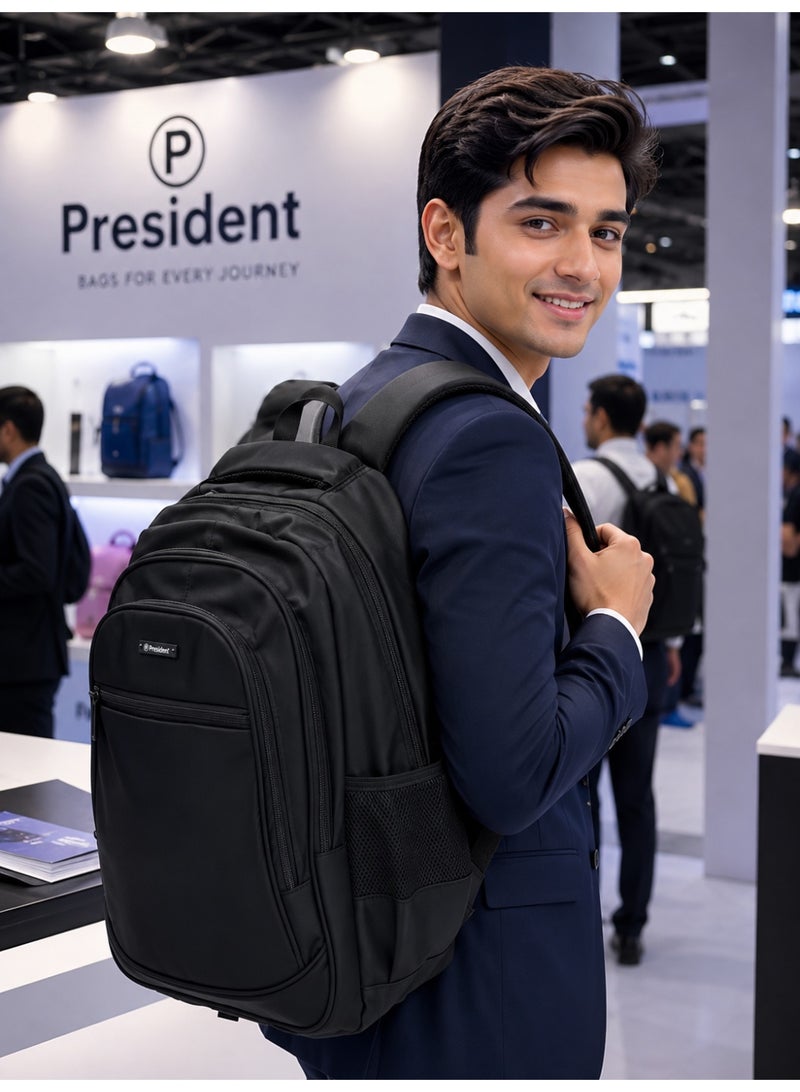 PRESIDENT Premium Daily Backpack Waterproof, Fits 18” Laptop, Lightweight & Durable Travel Backpack for Work, Study & Daily Use (Black) MODEL-BPP00314 - Image 2