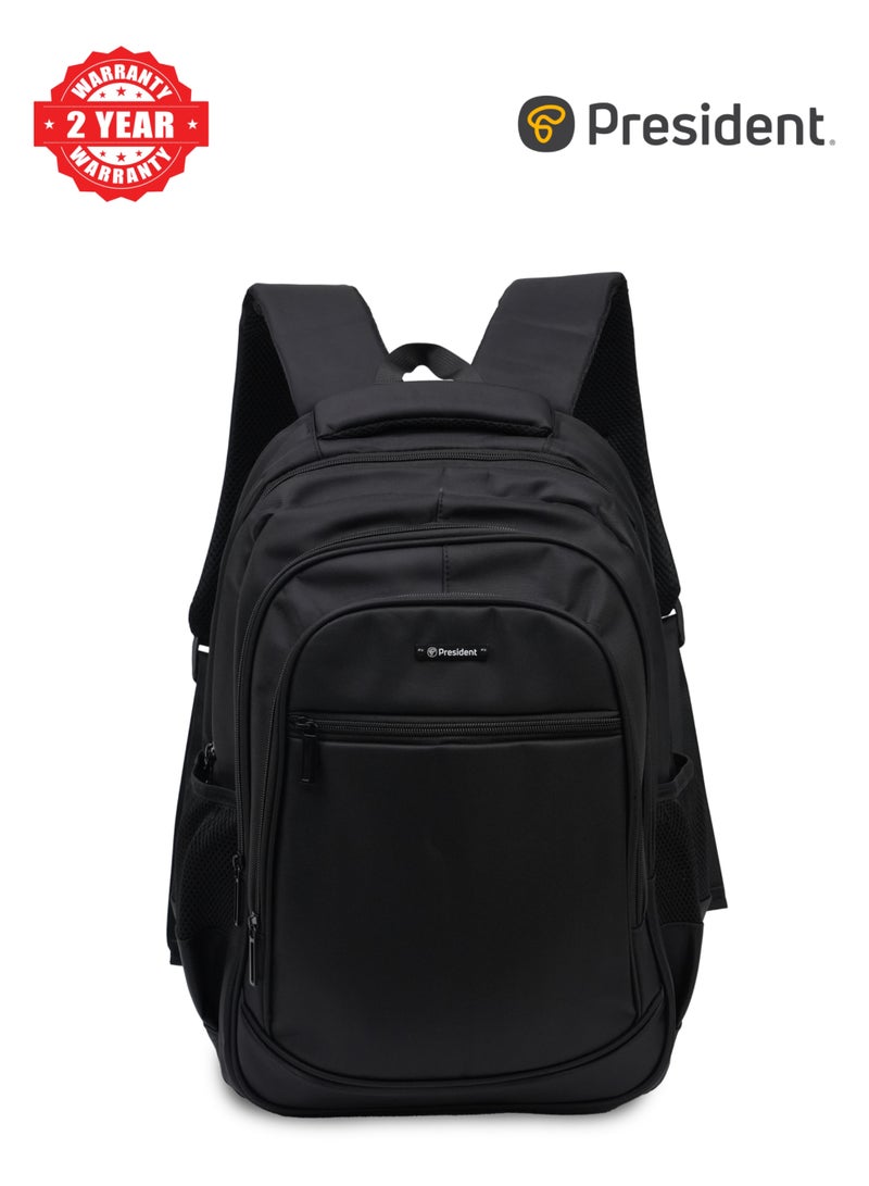PRESIDENT Premium Daily Backpack Waterproof, Fits 18” Laptop, Lightweight & Durable Travel Backpack for Work, Study & Daily Use (Black) MODEL-BPP00314 - Image 1