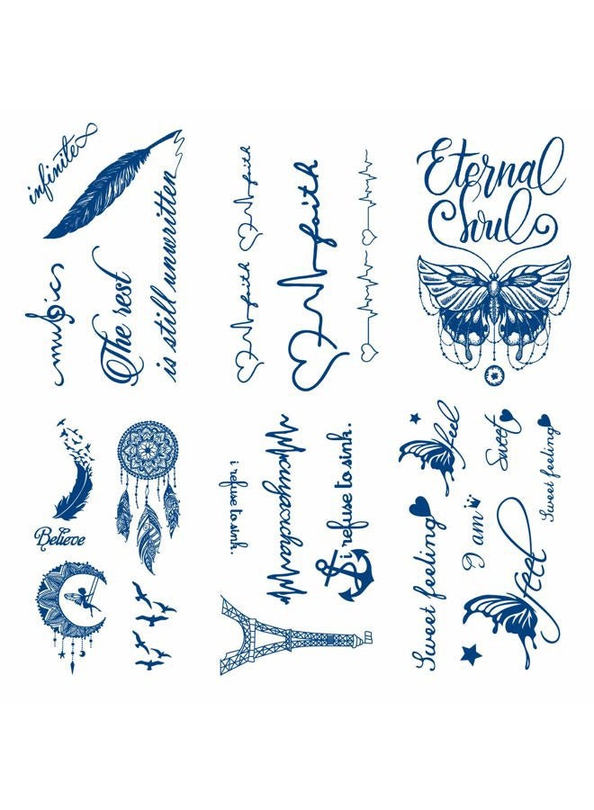 Leoars Semi-permanent English Words Temporary Tattoos, 6-Sheet 2 Weeks Long Last Waterproof Eglish Tattoos,Plant-Based Ink Tattoos Sticker for Adult Children - Image 1