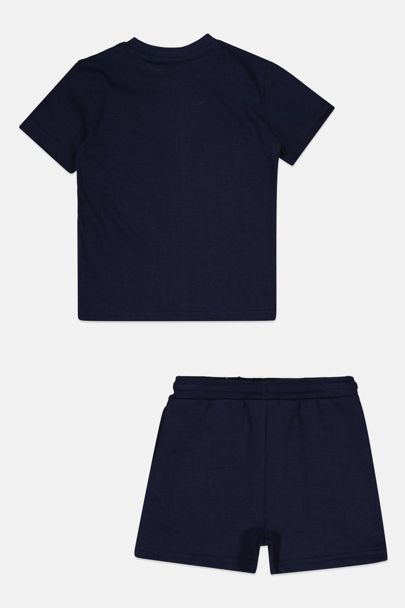 Nicce Toddlers Boy 2 Pieces Brand Logo Top And Short Set, Navy  - Image 2
